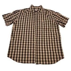 Carhartt Men's Short Sleeve Button Up Shirt Black Plaid Sz Large Relaxed Fit